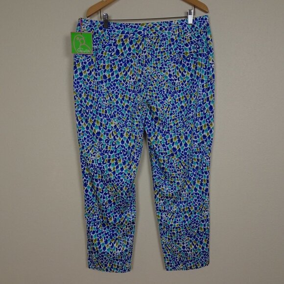 Pappagallo Lightweight Pants Women's Size 14 Blue Print Stretch - Picture 3 of 7